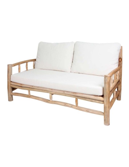 Banco con Cojines PANIOL, Madera Maciza Natural. Vackart