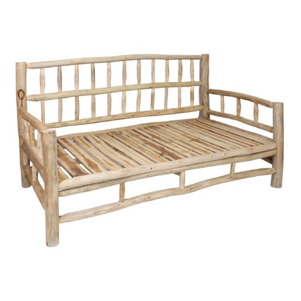 Banco con Cojines PANIOL, Madera Maciza Natural. Vackart