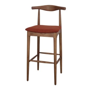 Taburete Alto HANSEN 77 cm, Madera Natural / Textil Teja - Vackart. Los más exclusivos y modernos taburetes de diseño nórdico en Vackart, tu tienda diseño.