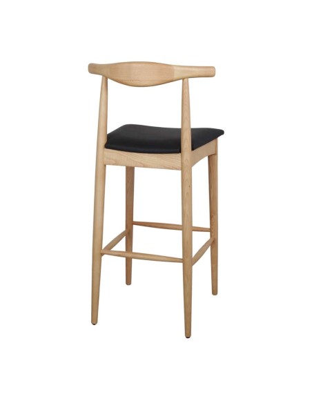 Taburete Alto HANSEN 77 cm, Madera Natural / Polipel Negro. Vackart