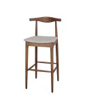 Taburete Alto HANSEN 77 cm, Madera Natural / Textil Arena