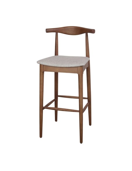 Taburete Alto HANSEN 77 cm, Madera Natural / Textil Arena. Vackart