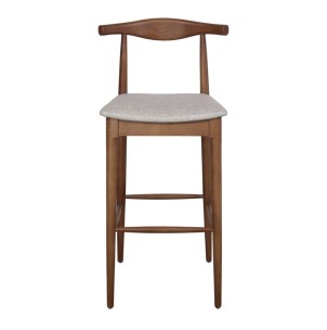 Taburete Alto HANSEN 77 cm, Madera Natural / Textil Arena. Vackart 2