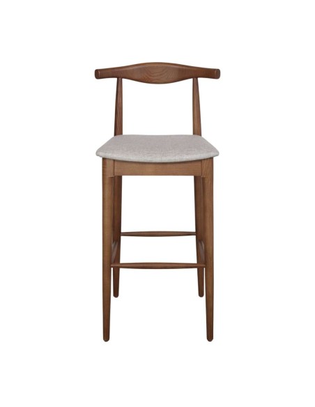 Taburete Alto HANSEN 77 cm, Madera Natural / Textil Arena. Vackart