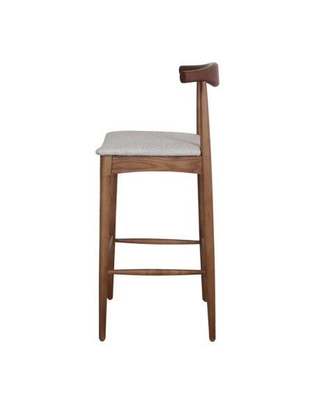 Taburete Alto HANSEN 77 cm, Madera Natural / Textil Arena. Vackart