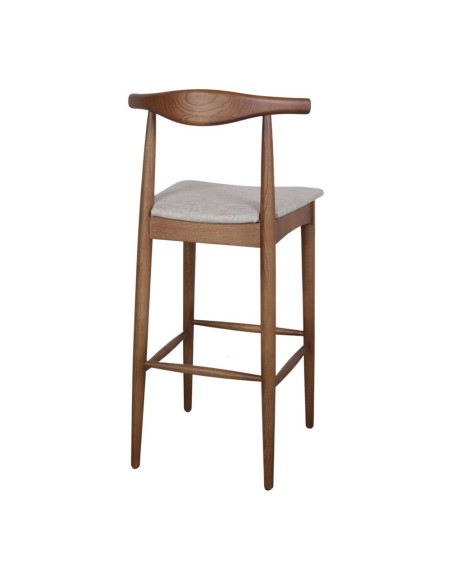 Taburete Alto HANSEN 77 cm, Madera Natural / Textil Arena. Vackart