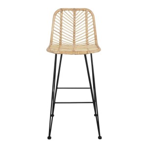 Taburete Alto MEDEA 68 cm, Metal / Ratán Natural. Vackart 2
