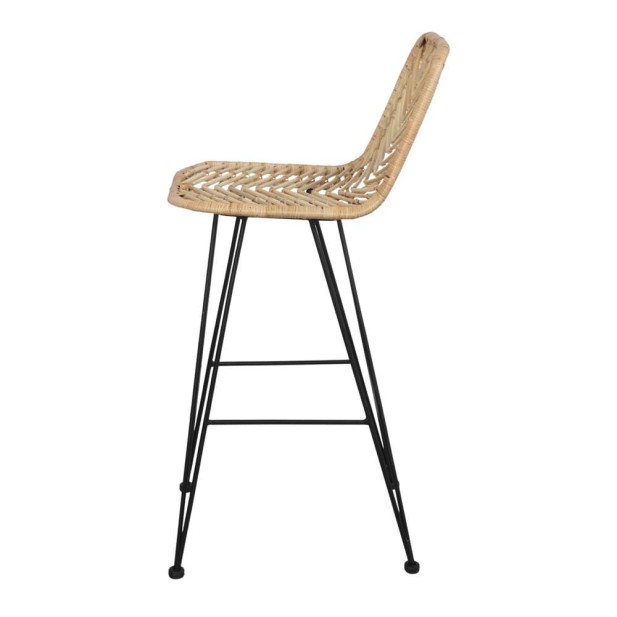 Taburete Alto MEDEA 68 cm, Metal / Ratán Natural. Vackart
