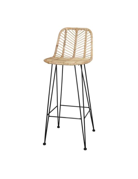 Taburete Alto MEDEA 78 cm, Metal / Ratán Natural. Vackart