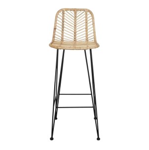 Taburete Alto MEDEA 78 cm, Metal / Ratán Natural. Vackart 2