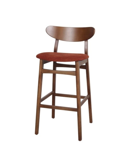 Taburete Alto HOLLAND 78 cm, Madera / Textil Teja. Vackart