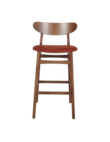 Taburete Alto HOLLAND 78 cm, Madera / Textil Teja. Vackart