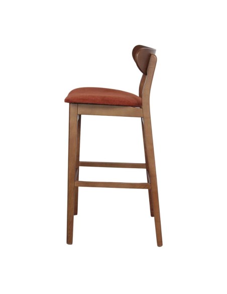 Taburete Alto HOLLAND 78 cm, Madera / Textil Teja. Vackart