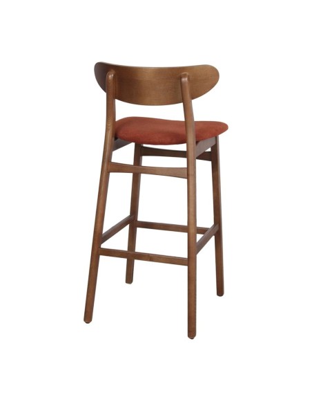 Taburete Alto HOLLAND 78 cm, Madera / Textil Teja. Vackart
