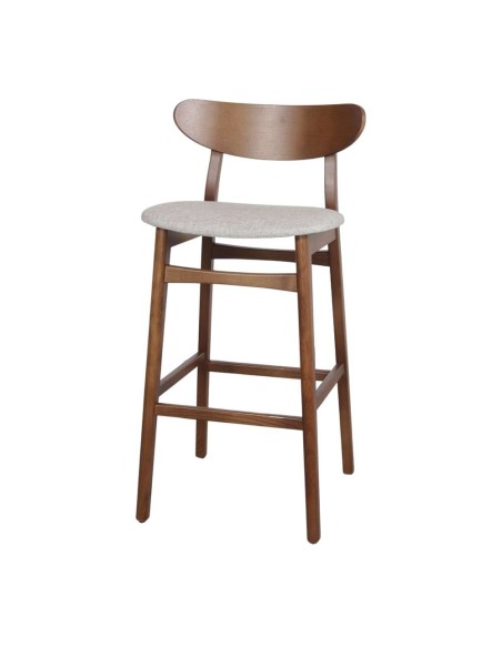 Taburete Alto HOLLAND 78 cm, Madera / Textil Arena. Vackart