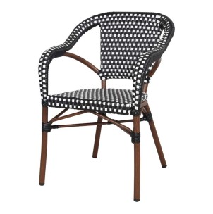 Silla con Brazos IMPERIO, Ratán Negro / Metal Natural - Vackart. Las exclusivas sillas de diseño nórdico en Vackart, tu tienda de diseño online.