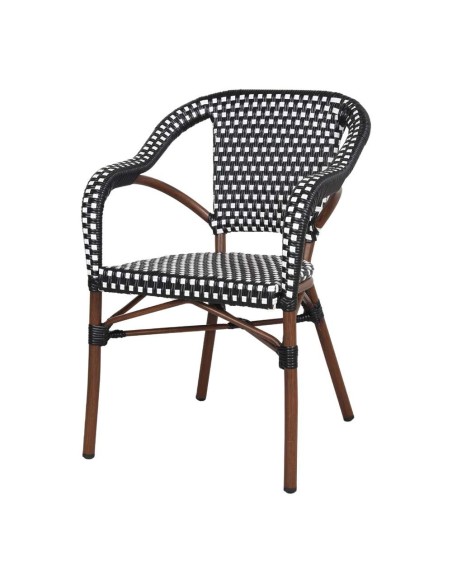 Silla con Brazos IMPERIO, Ratán Negro / Metal Natural. Vackart