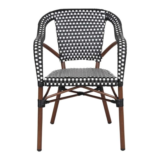 Silla con Brazos IMPERIO, Ratán Negro / Metal Natural. Vackart