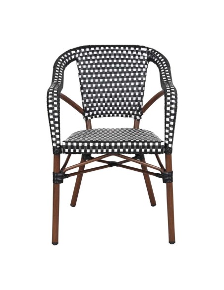 Silla con Brazos IMPERIO, Ratán Negro / Metal Natural. Vackart