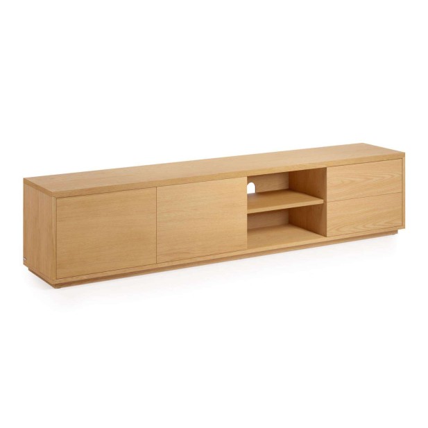 Mueble TV ABILEN 2 puertas/2 cajones 200 x 44 cm roble FSC 100% - Kave Home