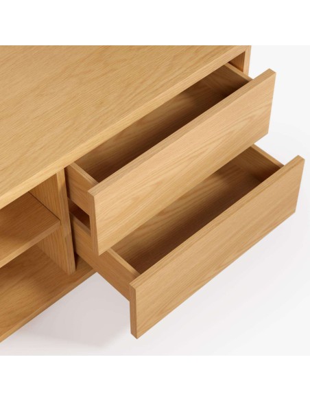 Mueble TV ABILEN 2 puertas/2 cajones 200 x 44 cm roble FSC 100% - Kave Home