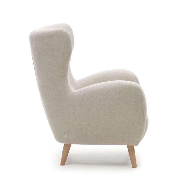 Butaca PATIO chenilla beige/patas haya - Kave Home Butaca PATIO chenilla beige/patas haya - Kave Home