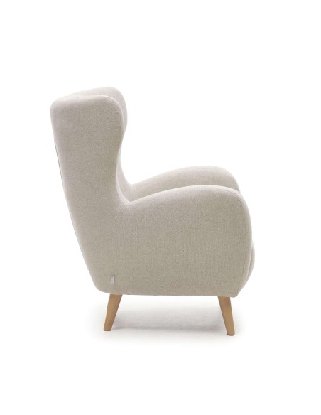 Butaca PATIO chenilla beige/patas haya - Kave Home