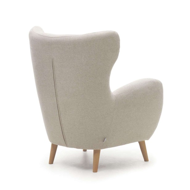 Butaca PATIO chenilla beige/patas haya - Kave Home Butaca PATIO chenilla beige/patas haya - Kave Home