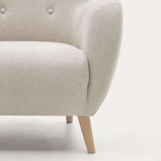 Butaca PATIO chenilla beige/patas haya - Kave Home Butaca PATIO chenilla beige/patas haya - Kave Home