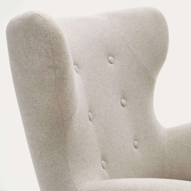 Butaca PATIO chenilla beige/patas haya - Kave Home Butaca PATIO chenilla beige/patas haya - Kave Home