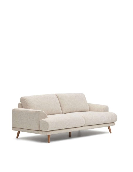 Sofá Karin 3 plazas 231 cm blanco/patas haya - Kave Home