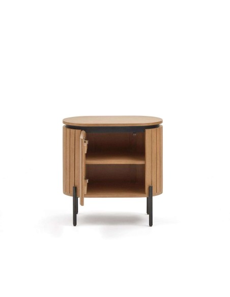 Mesita de noche LICIA 1 puerta 55 x 55 cm mango/metal negro  - Kave Home