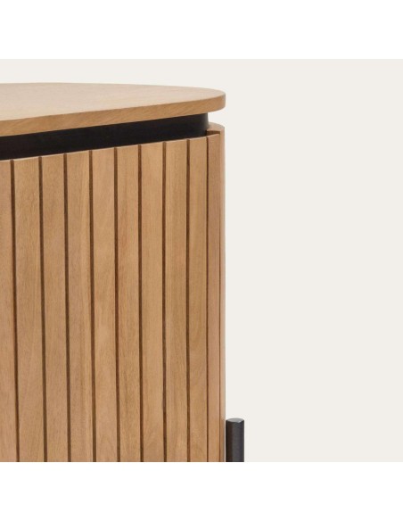 Mesita de noche LICIA 1 puerta 55 x 55 cm mango/metal negro  - Kave Home