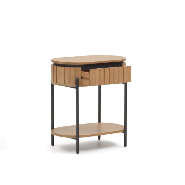 Mesita de noche LICIA 1 cajón 55 x 65 cm mango/metal negro  - Kave Home Mesita de noche LICIA 1 cajón 55 x 65 cm mango/metal negro  - Kave Home