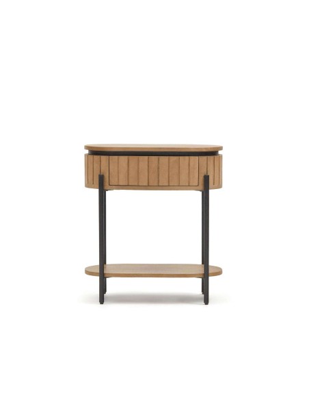 Mesita de noche LICIA 1 cajón 55 x 65 cm mango/metal negro  - Kave Home