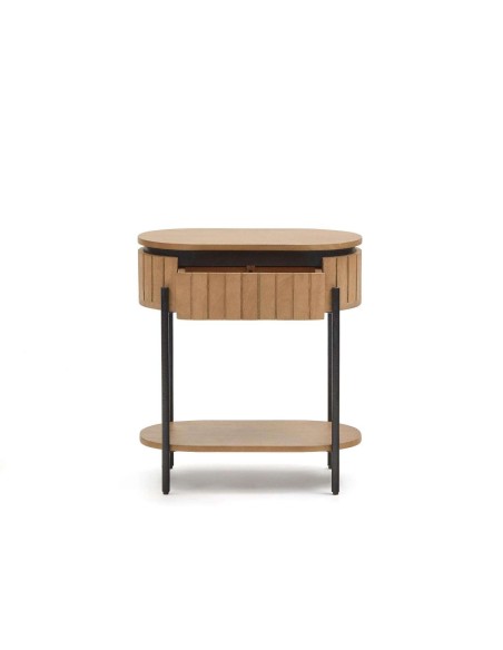 Mesita de noche LICIA 1 cajón 55 x 65 cm mango/metal negro  - Kave Home