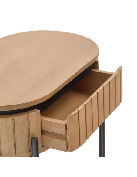 Mesita de noche LICIA 1 cajón 55 x 65 cm mango/metal negro  - Kave Home