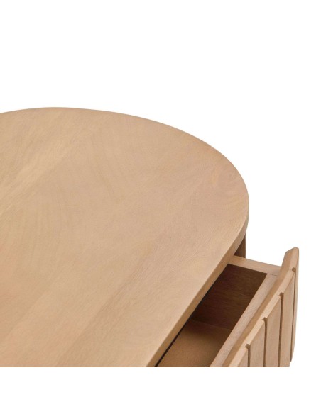 Mesita de noche LICIA 1 cajón 55 x 65 cm mango/metal negro  - Kave Home