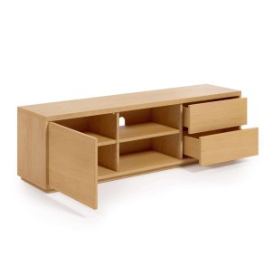 Mueble TV ABILEN 1 puerta y 2 cajones 150 x 44 cm roble FSC 100% - Kave Home 2