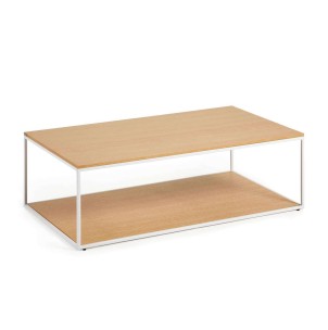 Mesa de centro Yoana 110 x 60 cm roble/metal blanco - Kave Home. T0600019MM40. Vackart, tu tienda de diseño