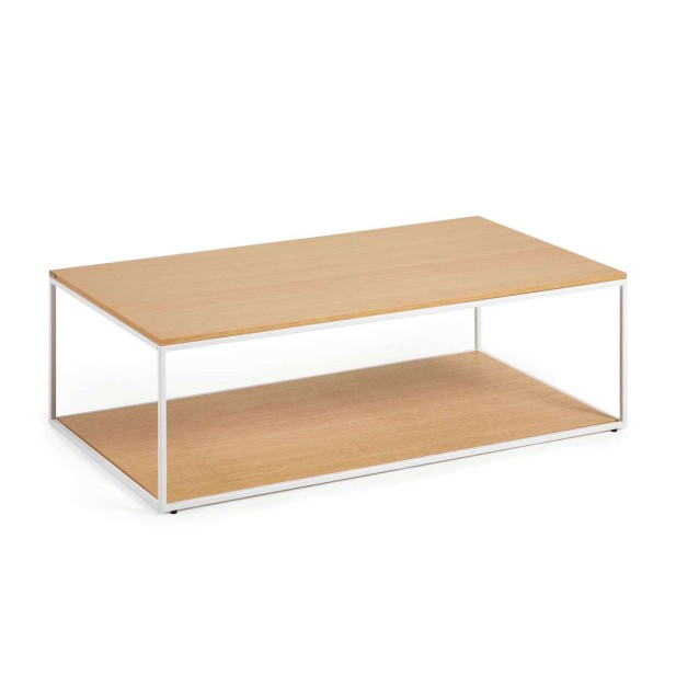 Mesa de centro Yoana 110 x 60 cm roble/metal blanco - Kave Home