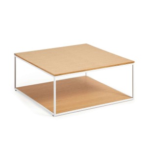 Mesa de centro Yoana 80 x 80 cm roble/metal blanco - Kave Home. T0600018MM40. Vackart, tu tienda de diseño