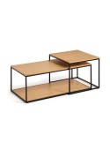 Set Yoana 2 mesas de centro nido roble/metal negro - Kave Home