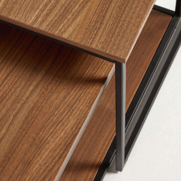 Set Yoana 2 mesas de centro nido nogal/metal negro - Kave Home Set Yoana 2 mesas de centro nido nogal/metal negro - Kave Home