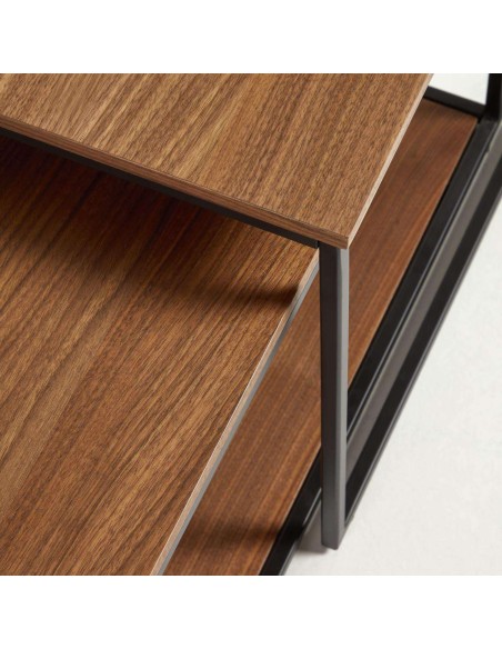 Set Yoana 2 mesas de centro nido nogal/metal negro - Kave Home