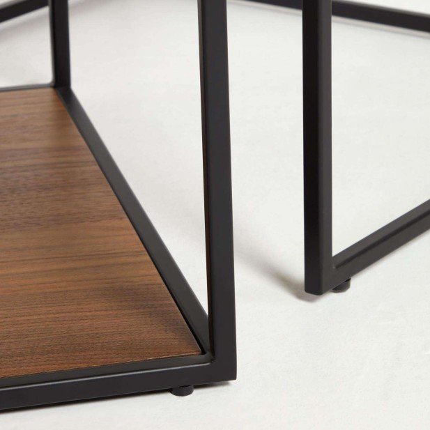 Set Yoana 2 mesas de centro nido nogal/metal negro - Kave Home Set Yoana 2 mesas de centro nido nogal/metal negro - Kave Home