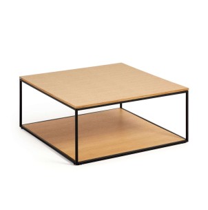 Mesa de centro Yoana 80 x 80 cm roble/metal negro - Kave Home. T0600009MM40. Vackart, tu tienda de diseño