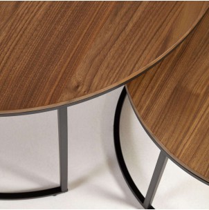 Set Yoana 2 mesas auxiliares nido Ø 80 cm/Ø 50 nogal/metal negro - Kave Home 2