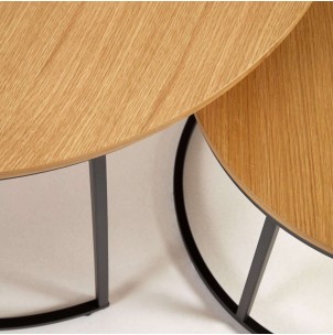 Set Yoana 2 mesas auxiliares nido Ø 80 cm/Ø 50 roble/metal negro - Kave Home 2