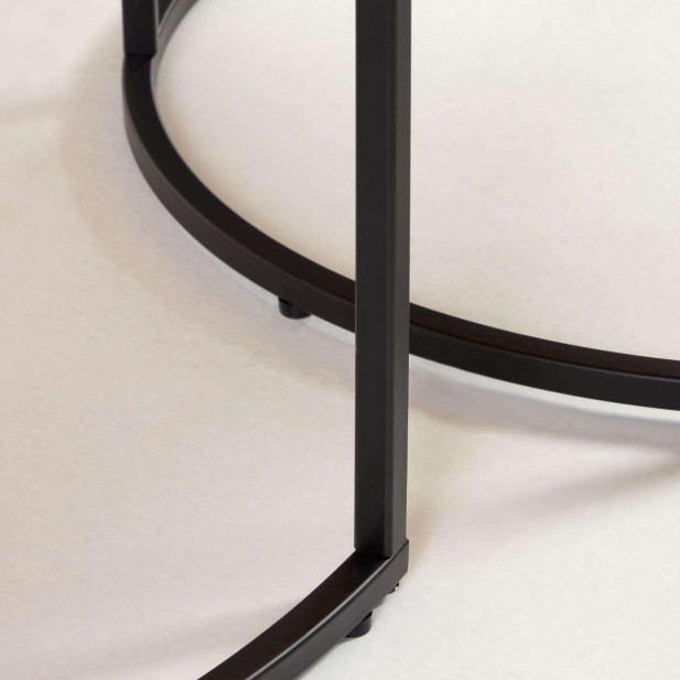 Set Yoana 2 mesas auxiliares nido Ø 80 cm/Ø 50 roble/metal negro - Kave Home Set Yoana 2 mesas auxiliares nido Ø 80 cm/Ø 50 roble/metal negro - Kave Home